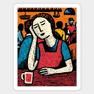 Tired Barista End of Shift | Relatable Service Industry Sticker